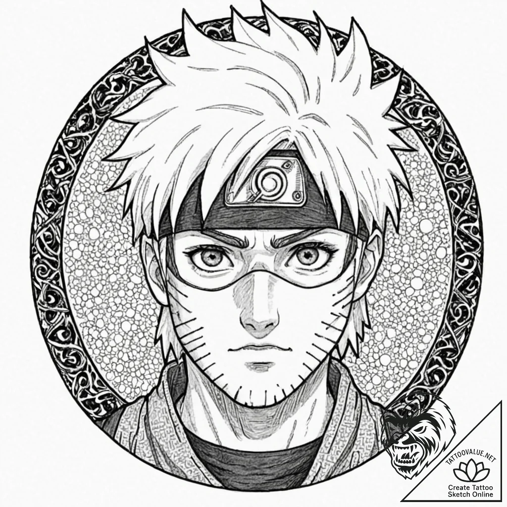 A graphic novel style tattoo of kakashi from... - tattoo sketch (№1751372575_0, 01.07.2025 12:22) — tattoovalue.net