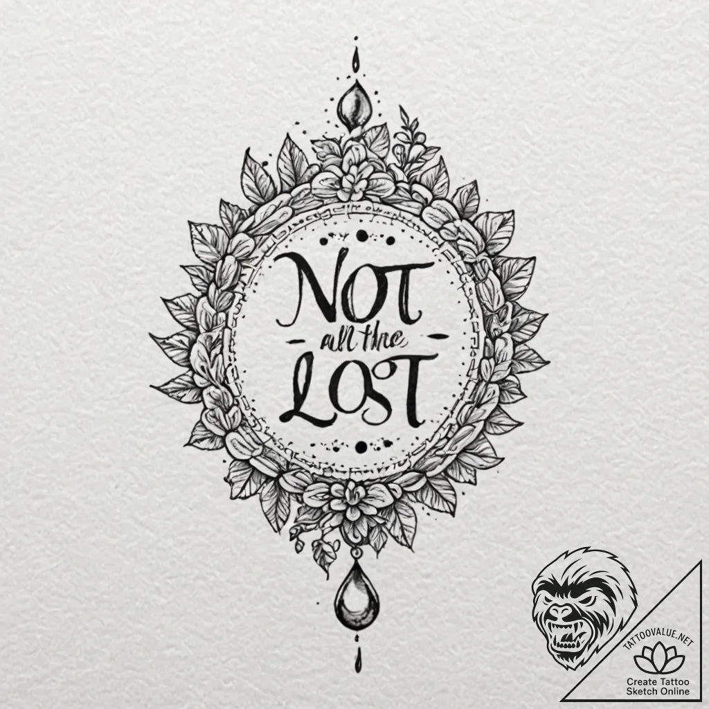 A chicano lettering tattoo of "not all those... - tattoo sketch (№1751373126_0, 01.07.2025 12:32) — tattoovalue.net