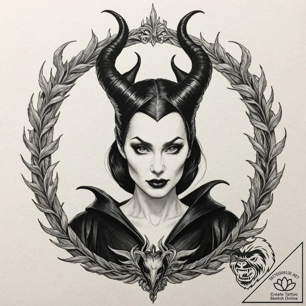 A neo-traditional portrait of maleficent from... - tattoo sketch (№1751373205_0, 01.07.2025 12:33) — tattoovalue.net
