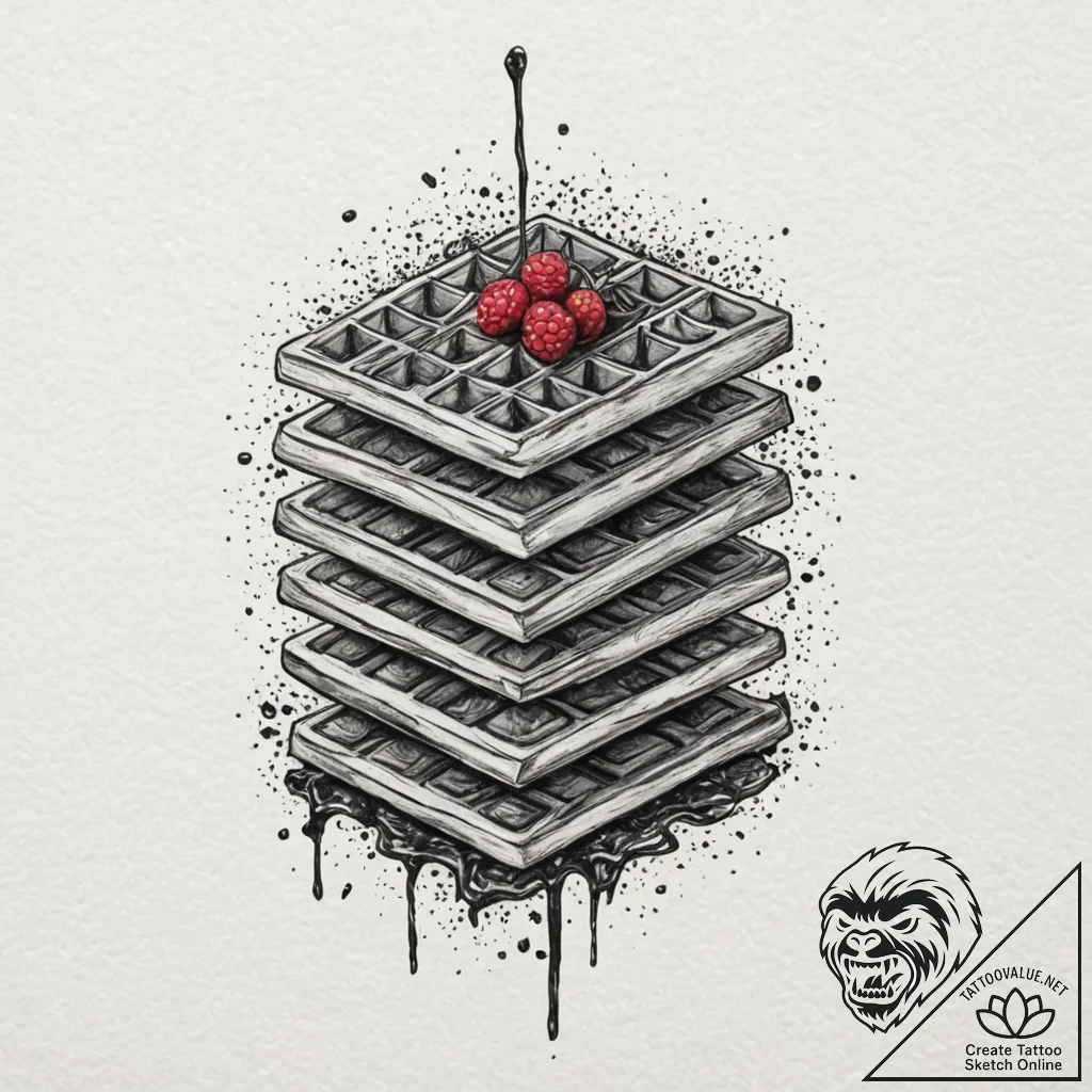 A sketch of the "waffle party" from severance... - tattoo sketch (№1751373518_0, 01.07.2025 12:38) — tattoovalue.net
