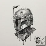 9. neo-traditional tattoo sketch of boba fett… – tattoo sketch (№1751374299_0, 01.07.2025 12:51) — tattoovalue.net
