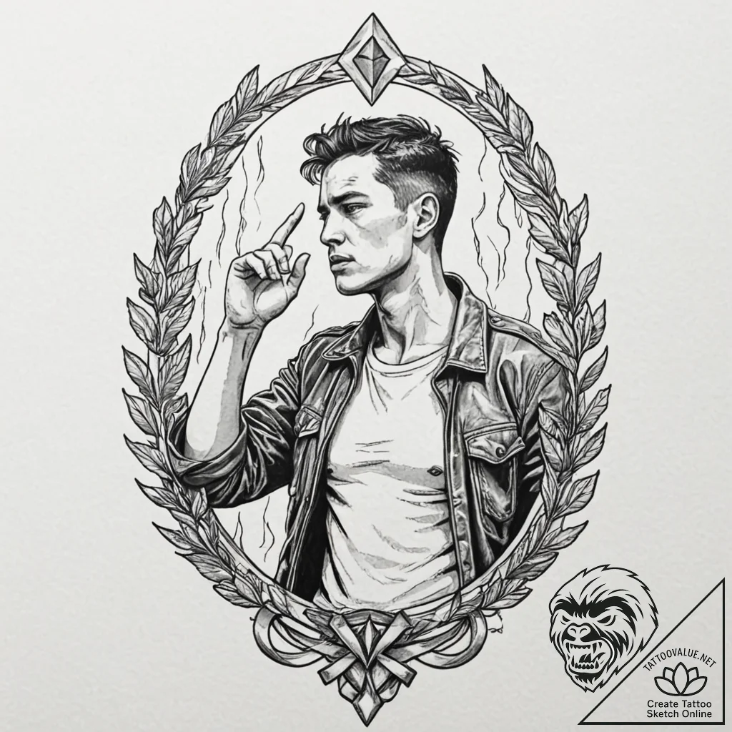 A linework tattoo of the war boys' "v8" salut... - tattoo sketch (№1751374925_0, 01.07.2025 13:02) — tattoovalue.net