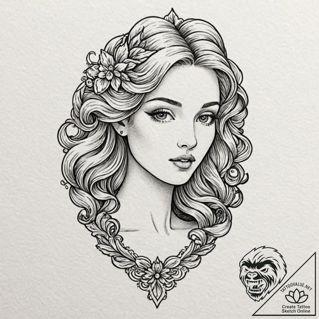 Aphrodite, ink illustration for tattoo, minim... - tattoo sketch (№1751375162_0, 01.07.2025 13:06) — tattoovalue.net