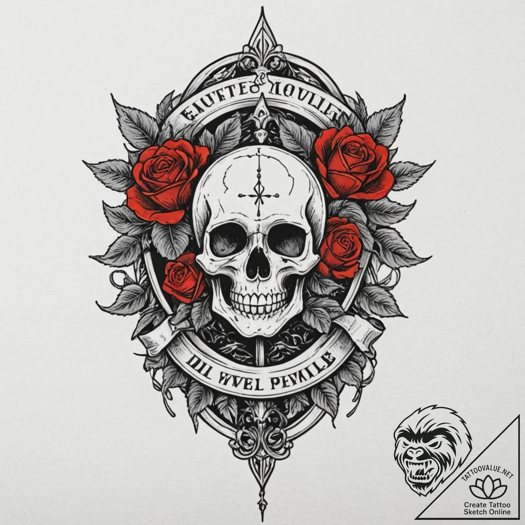 Shield, concept art for tattoo, chicano tatto... - tattoo sketch (№1751376935_0, 01.07.2025 13:35) — tattoovalue.net