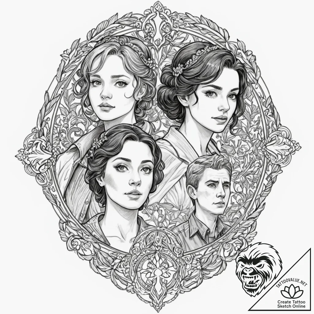 A graphic novel portrait of the main characte... - tattoo sketch (№1751377646_0, 01.07.2025 13:47) — tattoovalue.net