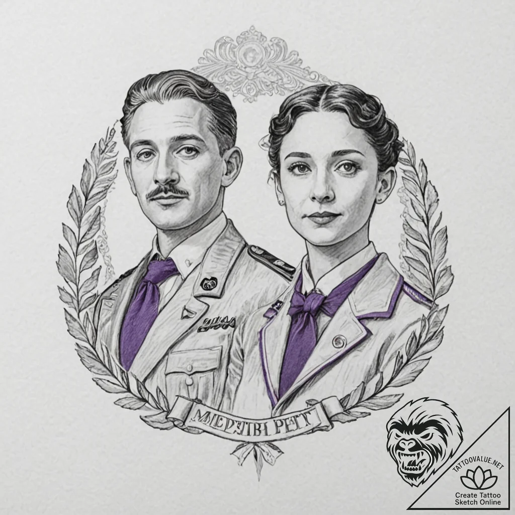 A neo-traditional portrait of the main charac... - tattoo sketch (№1751377725_0, 01.07.2025 13:48) — tattoovalue.net