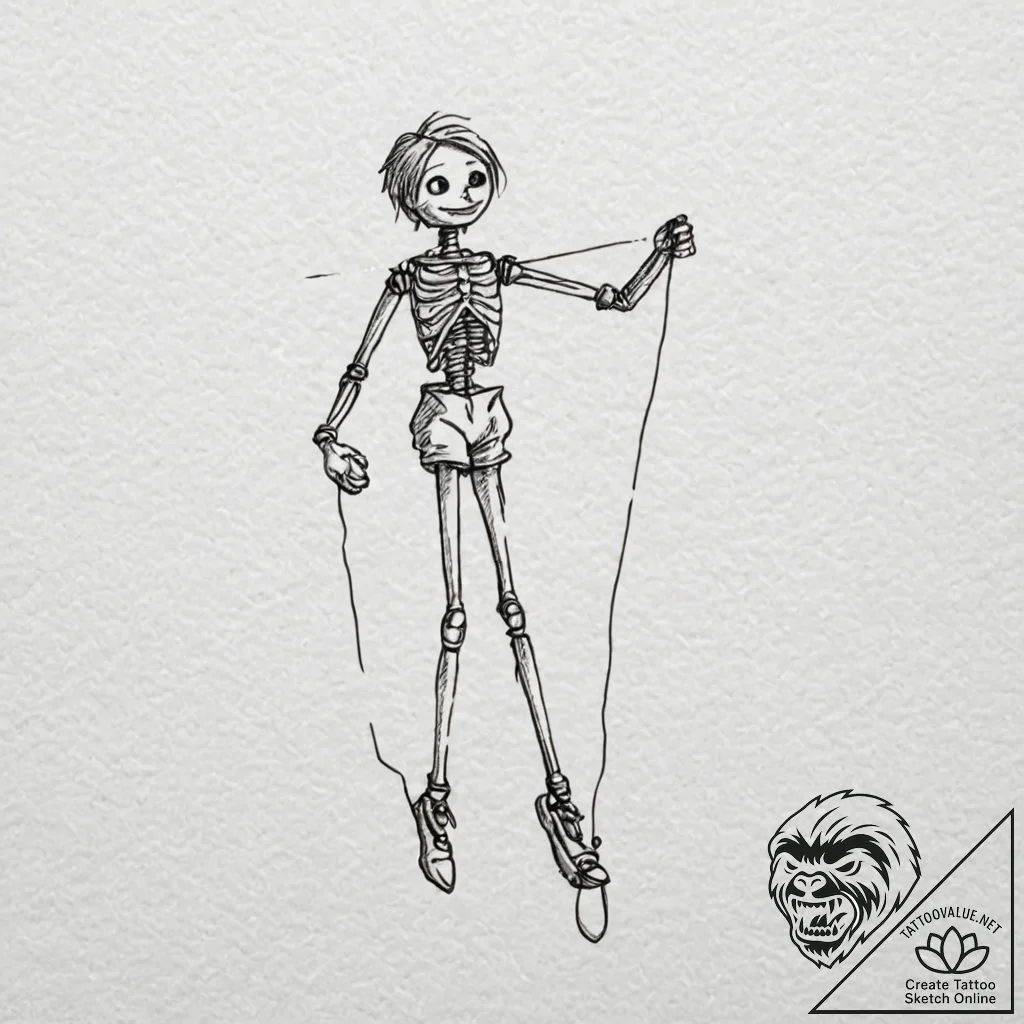 A marionette with cut strings, tattoo drawing... - tattoo sketch (№1751377805_0, 01.07.2025 13:50) — tattoovalue.net