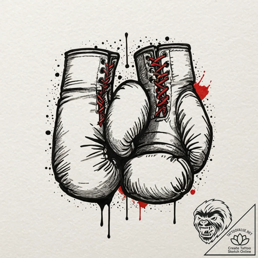 A linework tattoo of the iconic boxing gloves... - tattoo sketch (№1751378749_0, 01.07.2025 14:05) — tattoovalue.net