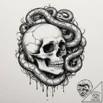 A trash polka composition of the dark mark: a… – tattoo sketch (№1751379379_0, 01.07.2025 14:16) — tattoovalue.net