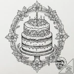 Cake, ink illustration for tattoo, no backgro… – tattoo sketch (№1751380367_0, 01.07.2025 14:32) — tattoovalue.net