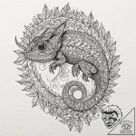 Chameleon, ink illustration for tattoo, highl… – tattoo sketch (№1751380681_0, 01.07.2025 14:38) — tattoovalue.net