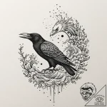 A taxidermy crow, concept art for tattoo, vib… – tattoo sketch (№1751383905_0, 01.07.2025 15:31) — tattoovalue.net