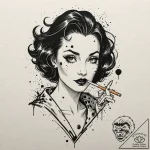 A trash polka tattoo of cruella de vil, with… – tattoo sketch (№1751384219_0, 01.07.2025 15:36) — tattoovalue.net