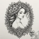 A linework tattoo of the mendl’s courtesan au… – tattoo sketch (№1751384691_0, 01.07.2025 15:44) — tattoovalue.net