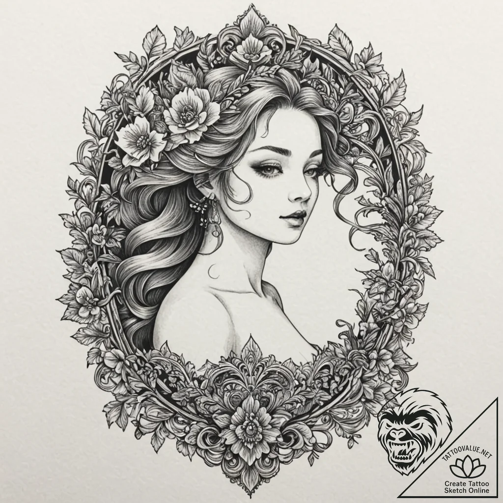 A linework tattoo of the mendl's courtesan au... - tattoo sketch (№1751384691_0, 01.07.2025 15:44) — tattoovalue.net