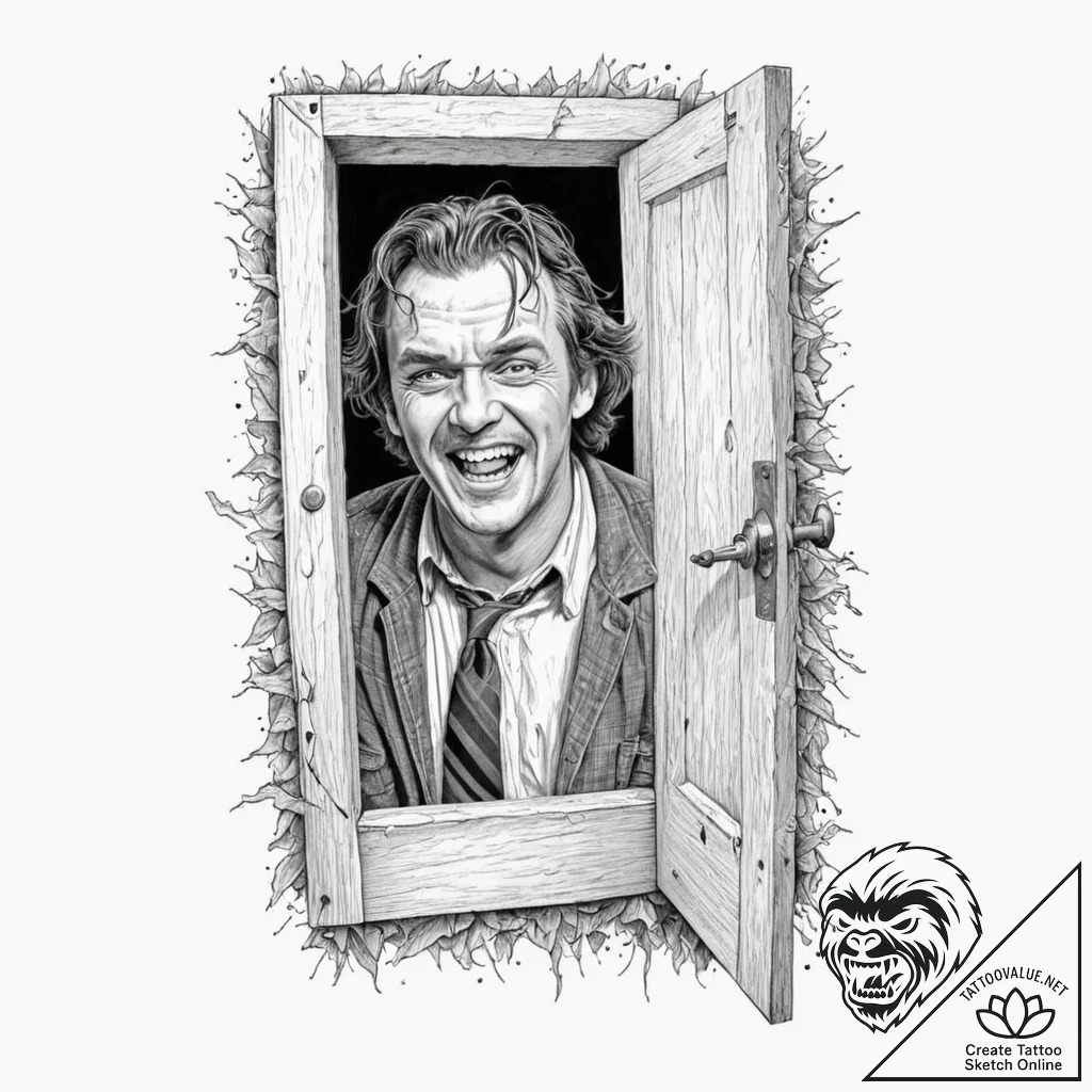 A sketch of jack torrance from the shining, p... - tattoo sketch (№1751384769_0, 01.07.2025 15:46) — tattoovalue.net