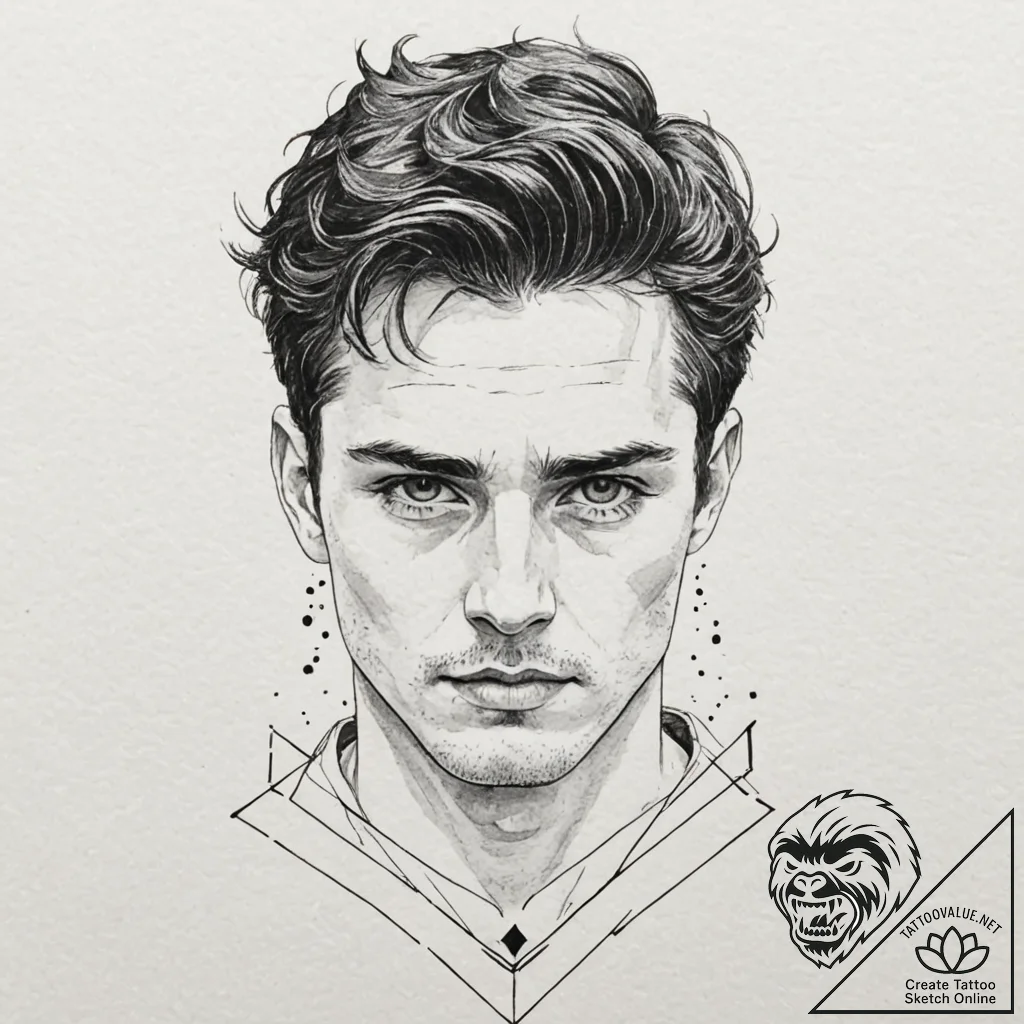 Trash polka portrait of paul atreides, his ey... - tattoo sketch (№1751385243_0, 01.07.2025 15:54) — tattoovalue.net