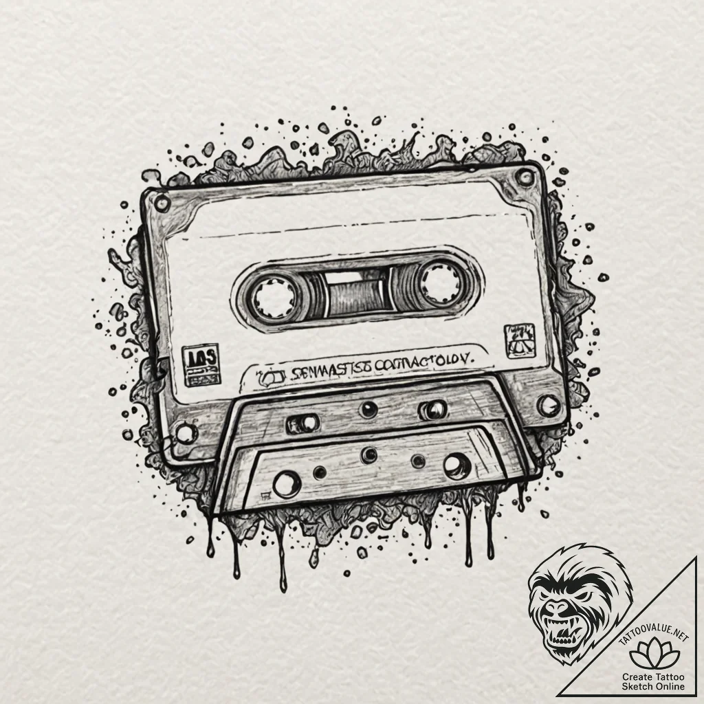 A minimalist tattoo of a huey lewis and the n... - tattoo sketch (№1751385634_0, 01.07.2025 16:00) — tattoovalue.net