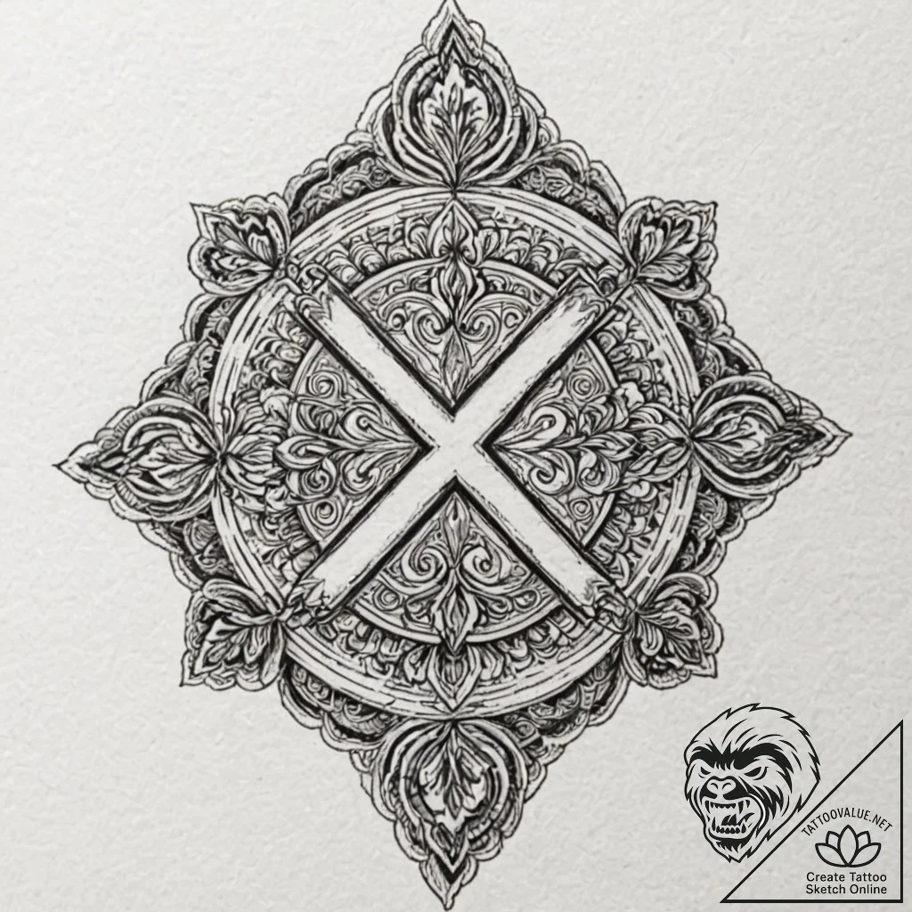 A linework tattoo of the x-men logo,, tattoo... - tattoo sketch (№1751385712_0, 01.07.2025 16:01) — tattoovalue.net