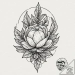 A single cotton plant boll, tattoo line art,… – tattoo sketch (№1751385790_0, 01.07.2025 16:03) — tattoovalue.net