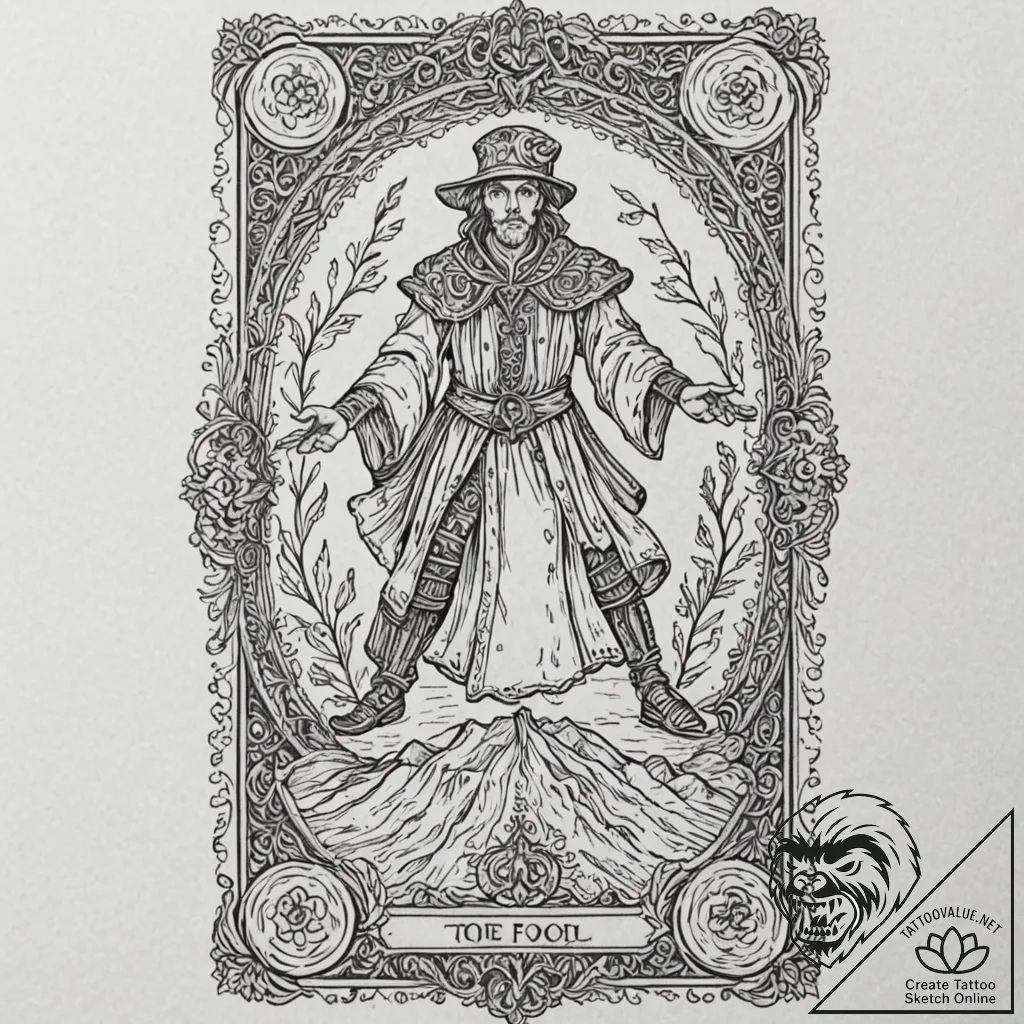 Tarot card (e.g., the fool, the magician, dea... - tattoo sketch (№1751385869_0, 01.07.2025 16:04) — tattoovalue.net