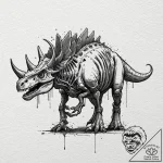 Dinosaur skeleton (t-rex, triceratops), ink i… – tattoo sketch (№1751386026_0, 01.07.2025 16:07) — tattoovalue.net