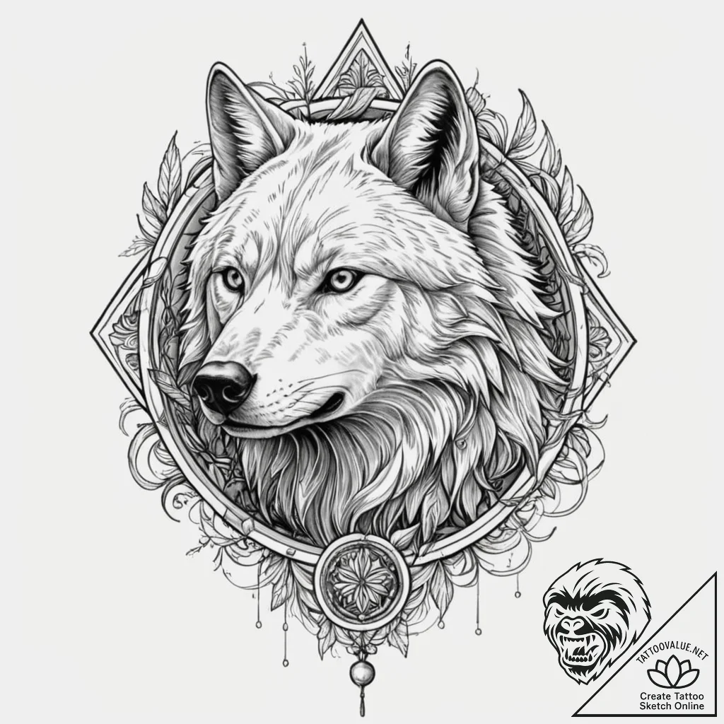 Fenrir (the wolf), artistic tattoo sketch, sk... - tattoo sketch (№1751386417_0, 01.07.2025 16:13) — tattoovalue.net