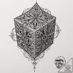 A linework design of the horadric cube from d… – tattoo sketch (№1751386932_0, 01.07.2025 16:22) — tattoovalue.net