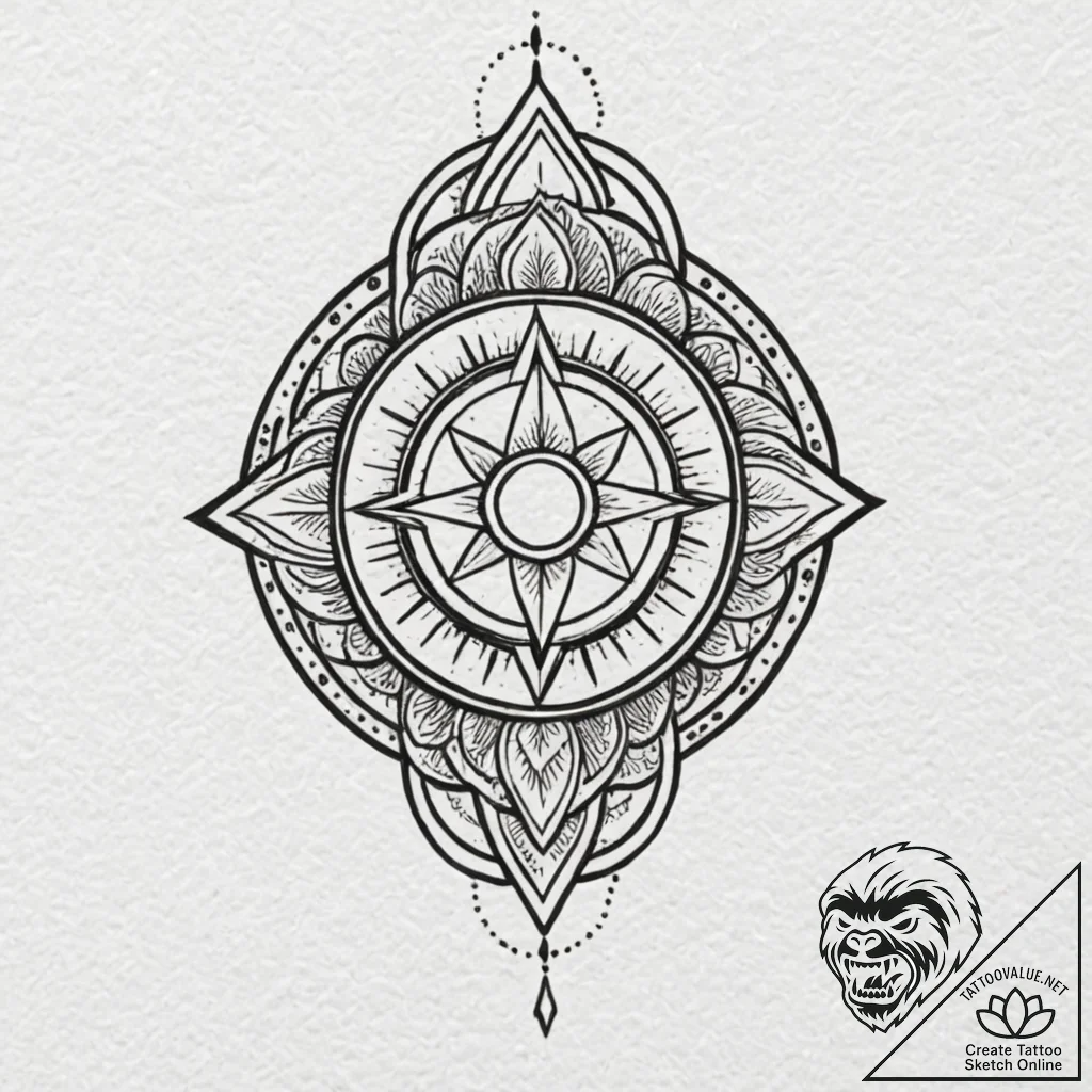 Amulet, ink illustration for tattoo, clean li... - tattoo sketch (№1751387012_0, 01.07.2025 16:23) — tattoovalue.net