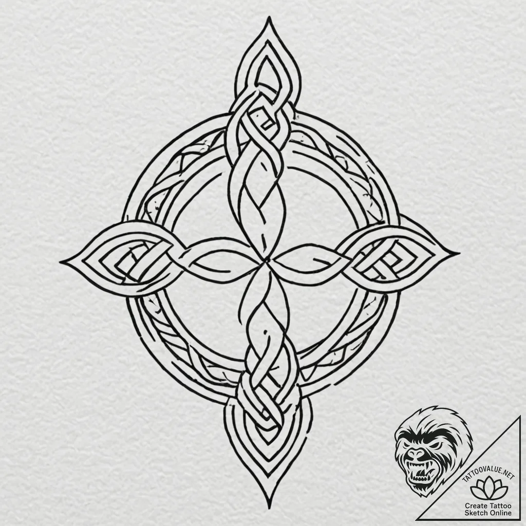 Celtic, tattoo line art, on textured artist p... - tattoo sketch (№1751387408_0, 01.07.2025 16:30) — tattoovalue.net