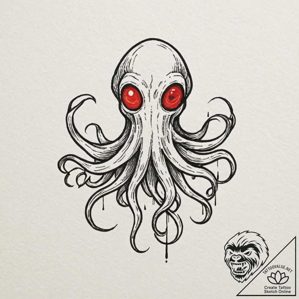 Neo-traditional design of a sentinel (squiddy... - tattoo sketch (№1751388350_0, 01.07.2025 16:45) — tattoovalue.net