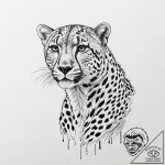 Cheetah, artistic tattoo sketch, trash polka… – tattoo sketch (№1751388742_0, 01.07.2025 16:52) — tattoovalue.net
