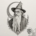 A sketch of professor dumbledore, with his ha… – tattoo sketch (№1751388821_0, 01.07.2025 16:53) — tattoovalue.net