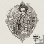 A graphic novel panel of the main characters… – tattoo sketch (№1751389451_0, 01.07.2025 17:04) — tattoovalue.net