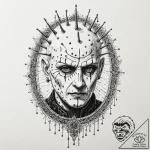 A trash polka portrait of pinhead from hellra… – tattoo sketch (№1751389529_0, 01.07.2025 17:05) — tattoovalue.net
