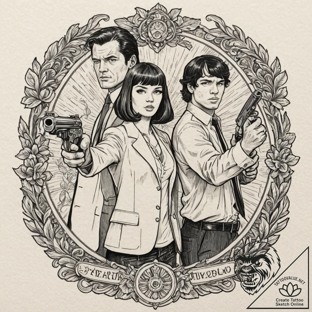A graphic novel panel of jules and vincent fr... - tattoo sketch (№1751390236_0, 01.07.2025 17:17) — tattoovalue.net