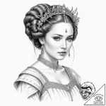 A sketch of queen amidala in her royal attire… – tattoo sketch (№1751390394_0, 01.07.2025 17:19) — tattoovalue.net