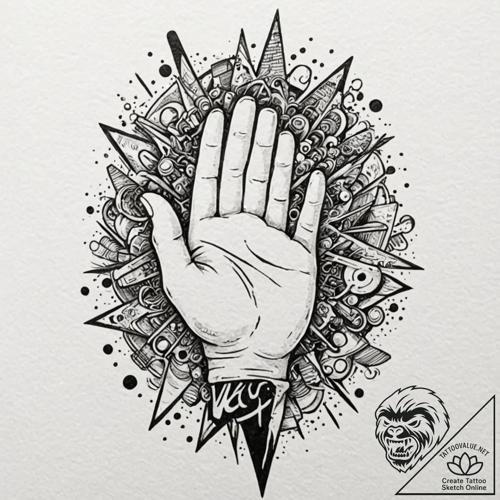 A trash polka design of the "would you like t... - tattoo sketch (№1751390472_0, 01.07.2025 17:21) — tattoovalue.net