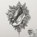 A neo-traditional tattoo of the ruby slippers… – tattoo sketch (№1751390628_0, 01.07.2025 17:23) — tattoovalue.net