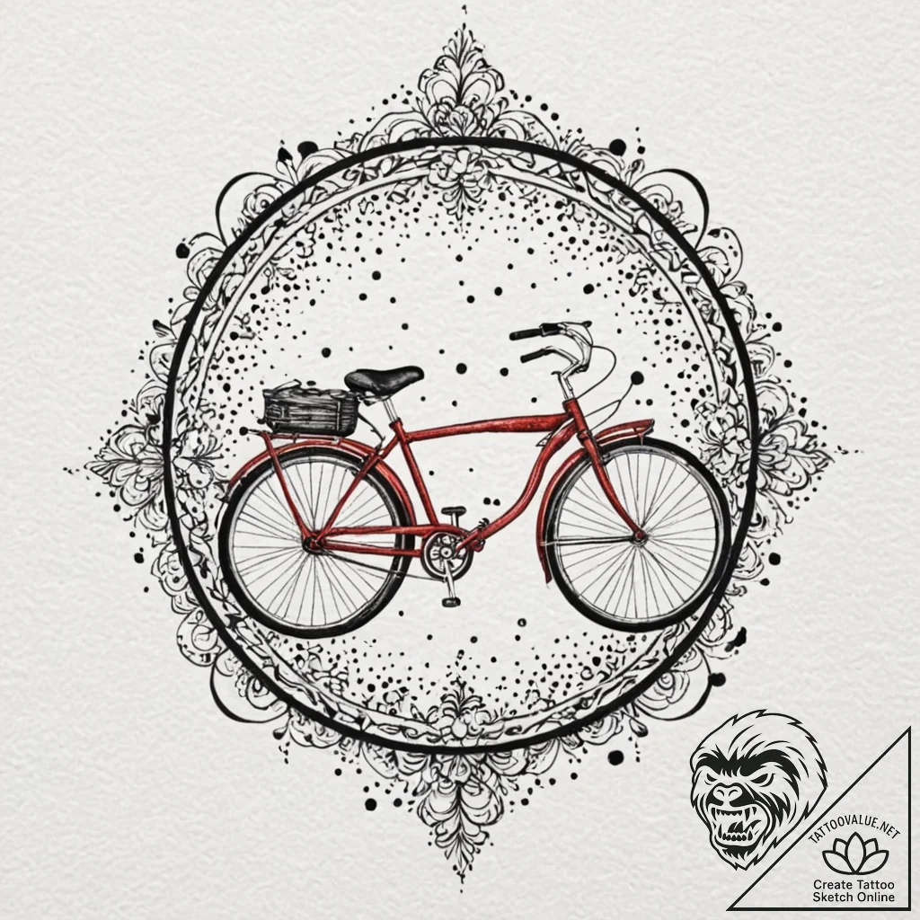 A linework tattoo of the bicycle scene from b... - tattoo sketch (№1751391101_0, 01.07.2025 17:31) — tattoovalue.net