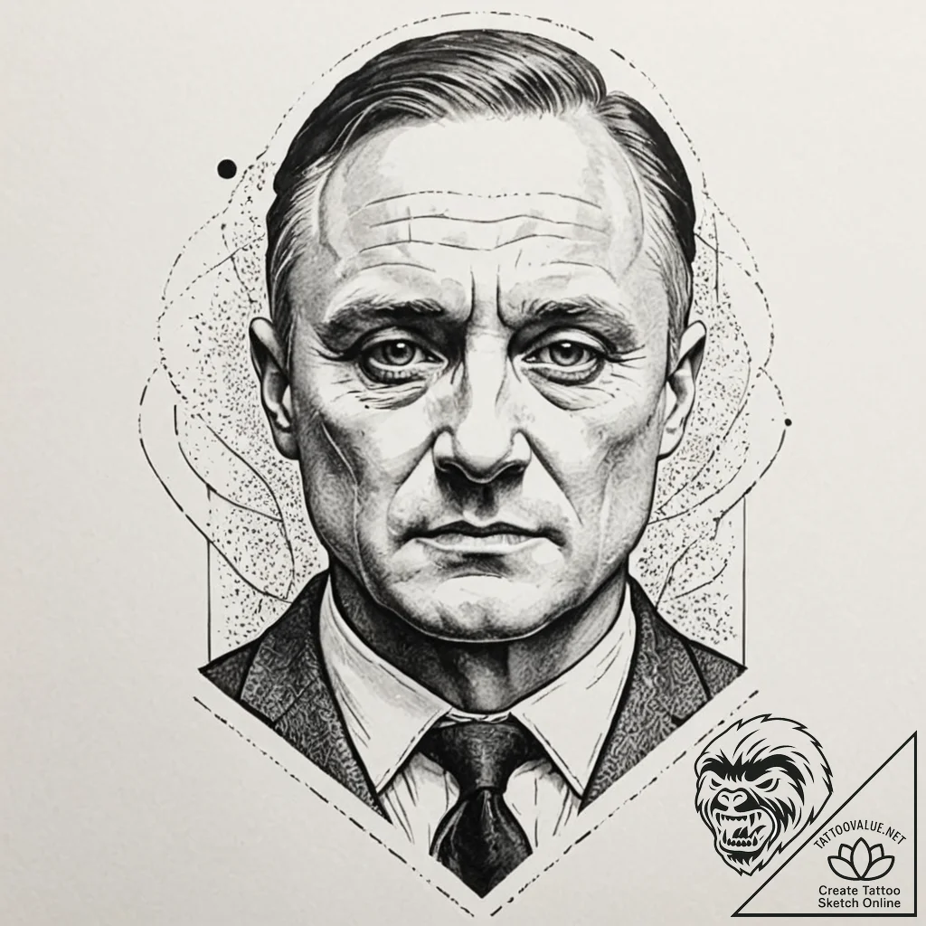 A trash polka portrait of hannibal lecter fro... - tattoo sketch (№1751391975_0, 01.07.2025 17:46) — tattoovalue.net