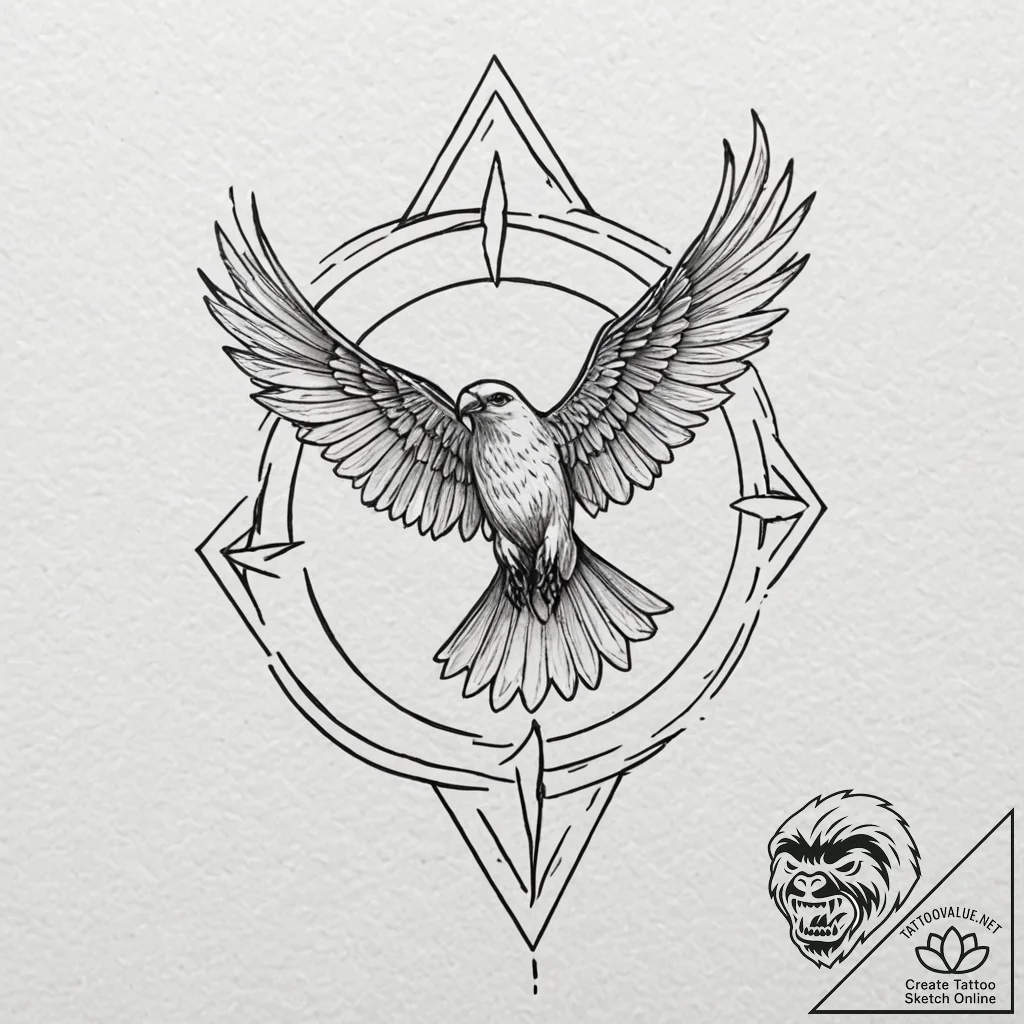 A linework tattoo of the atreides hawk symbol... - tattoo sketch (№1751392132_0, 01.07.2025 17:48) — tattoovalue.net