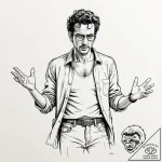 A sketch of dr. ian malcolm, with his iconic… – tattoo sketch (№1751392289_0, 01.07.2025 17:51) — tattoovalue.net