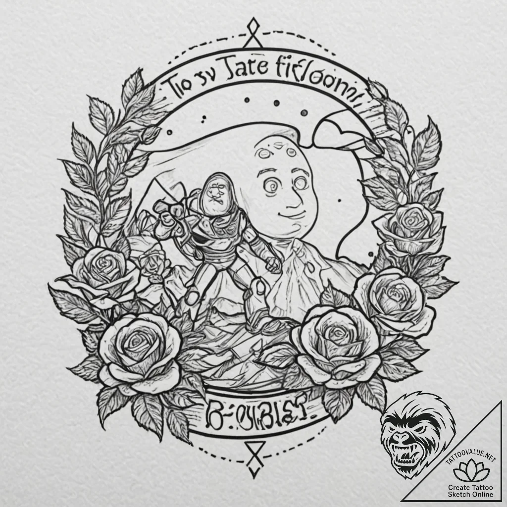 A sketch of buzz lightyear and woody from toy... - tattoo sketch (№1751393433_0, 01.07.2025 18:10) — tattoovalue.net