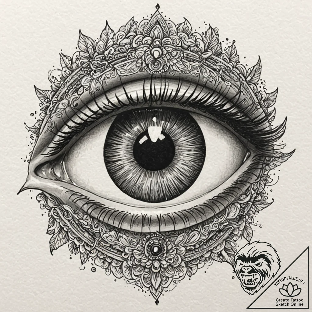 A dotwork tattoo design of the voight-kampff... - tattoo sketch (№1751393826_0, 01.07.2025 18:17) — tattoovalue.net