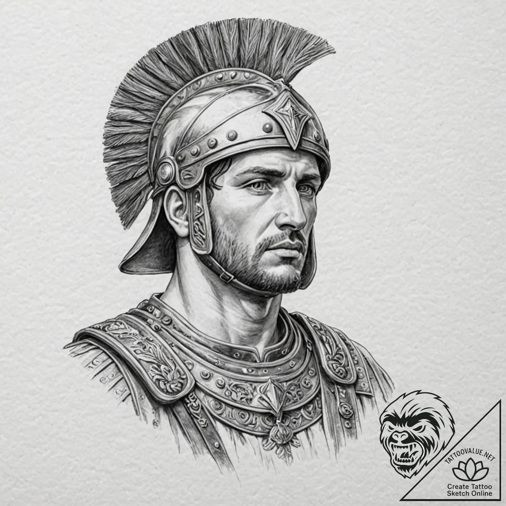 Roman legionary, artistic tattoo sketch, prof... - tattoo sketch (№1751394138_0, 01.07.2025 18:22) — tattoovalue.net