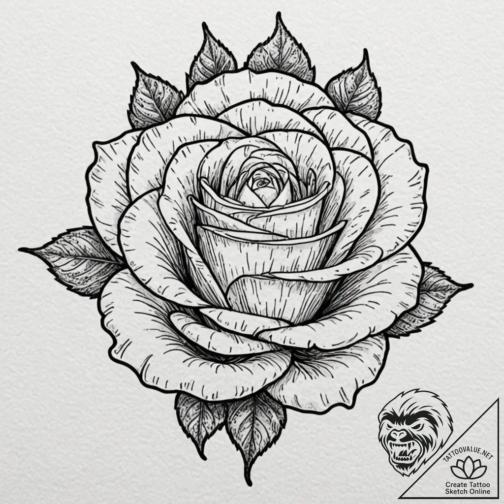 Rose, tattoo drawing outline, on textured art... - tattoo sketch (№1751394764_0, 01.07.2025 18:32) — tattoovalue.net