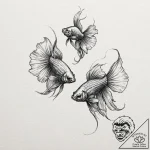 Two fighting fish (siamese fighting fish), ta… – tattoo sketch (№1751395077_0, 01.07.2025 18:37) — tattoovalue.net