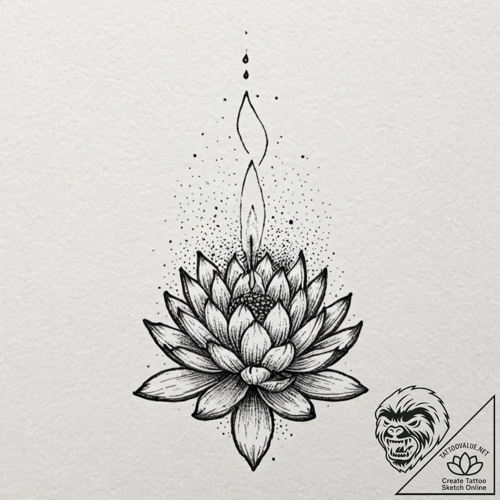 A single burning match, tattoo line art, dotw... - tattoo sketch (№1751395155_0, 01.07.2025 18:39) — tattoovalue.net