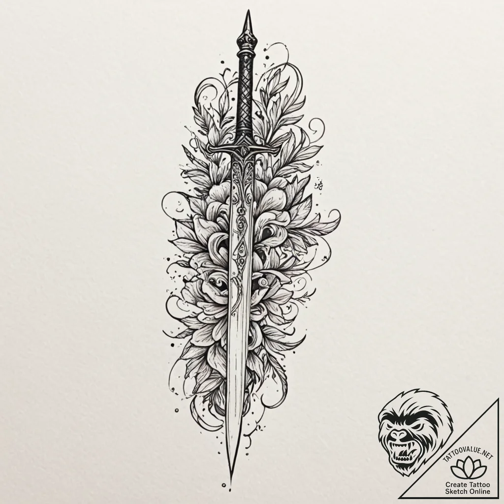 Dagger, tattoo sketch design, unique design,... - tattoo sketch (№1751395233_0, 01.07.2025 18:40) — tattoovalue.net
